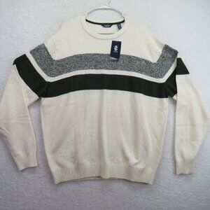 IZOD Sweater Mens Size 2XL Green Woods Cove Chest Stripe Crewneck New